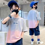 COD 2026 Boys Summer Short-Sleeved t-Shirt Gradient Half-Sleeved Top Fashionable 2025 Summer New Sty