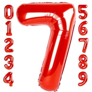 Number 7 Balloon 40 Inch Red Seven Birthday Decorations, 7 17 27 70 Year Old Balloon, Mylar Foil Bal