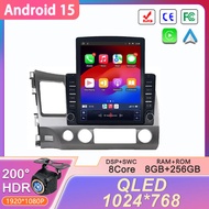 Car Radio 9.7" Android 15 For Honda Civic 8 FK FN FD 2005 - 2012 Multimedia Video Player Navigation 