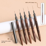 Nail Art Liner Brush Wooden Handle Painting Acrylic French Stripe Drawing Pen UV Gel Polish Nail Art
