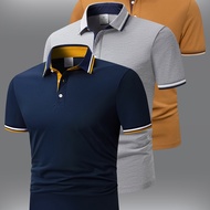 TEMU เสื้อเชิ้ตแขนสั้นผู้ชาย OBM 3 ชิ้น พลาสติกดนตรีน้ำ + ผ้าไข่มุก + น้ำหนัก 180g คอตัดสี แฟชั่นธุร