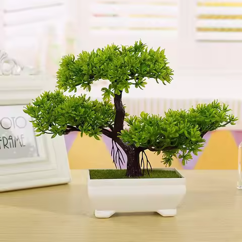 Artificial Plant Bonsai Decorations Fake Plant Flower Potted Decor Plastic Home Garden Bonsai Decora