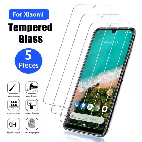 5Pcs Tempered Glass For Xiaomi Mi 9 8 SE 9T Pro Max 9 8 A3 A2 Lite 6 6X Mix 2 2S 3 Play Screen Prote