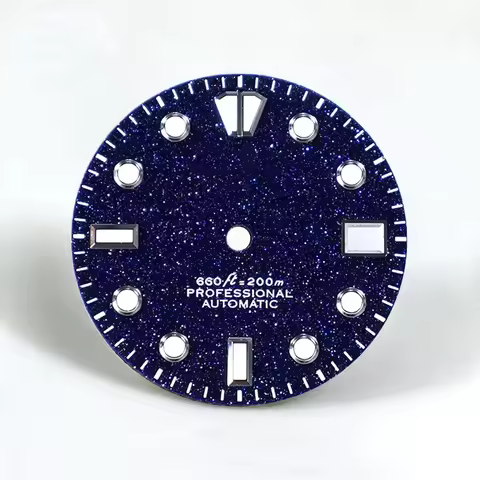 NH35 Dial 28.5mm Starry Sky Dial BGW9 C3 Lume Is Made of Blue Gold Stone Sandstone Dial for NH35/NH3