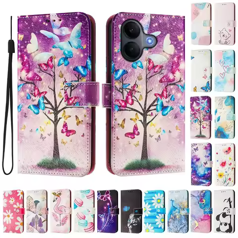 vivo v60 lite Leather Case on For VIVO V60 Lite 5G Wallet Cover for Vivo V 60 V60Lite 4G Cartoon Pai