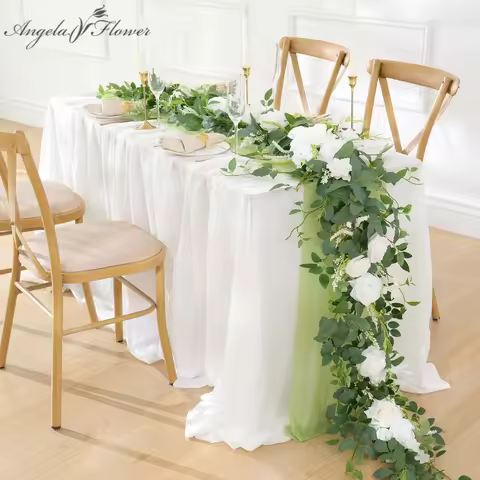 7ft Spring Flower Garland Eucalyptus Willow Leaves Rose Wedding Backdrop Floral Arrangement Table He
