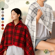 AVIEROO Plaid Style with Snap Closure Flannel Fleece Wearable Poncho Blanket Shawl