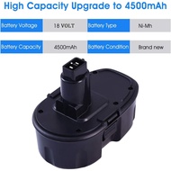 2 Packs 18V 4.5Ah DC9096 DC9098 Ni-Mh Replacement for Dewalt 18V Battery 4500mAh XRP Compatible with