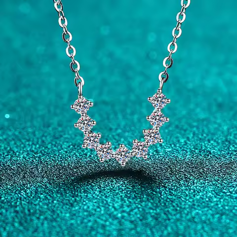 Luxury Platinum PT950 18K White Gold 0.54ct Moissanite Necklace for Women Pendant Bridal Collection 