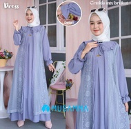GAMIS TERBARU 2026 SIMPLE ELEGAN MAYRA DRESS BAHAN CRINGKLE Mix Brokat Malika / GAMIS Remaja kondan
