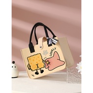 Beg tangan besar christy ng bucket SpongeBob SquarePants Canvas Bag Female All-Match One-Shoulder Ha