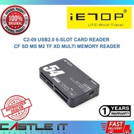 IETOP C2-09 USB2.0 6-Slot Card Reader CF SD MS M2 TF XD Multi Memory Reader CR120BK