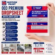 Nippon Paint 003 Premium Dropsheet dengan Anti Skid Tebal 0.03mm 9ft x 12ft untuk Perlindungan Perab