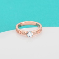Moissanite Ring 0.5CT Four-Prong Round Cut Black White Red Side Stones Rose Gold S925 Sterling Silve