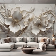 Light Luxury Beautiful 3D Relief Flowers Wallpaper Photo Murals L