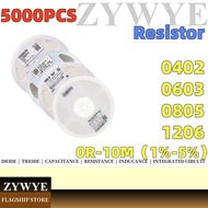 5000PCS Resistor 0402 0603 0805 1206 Chip Resistor 0R 2.2 R 4.7 R 3.3 R 10R 100R 200R 330R 470R 1K 2