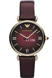 Chris 精品代購 EMPORIO ARMANI 亞曼尼手錶 AR1757 小牛皮錶帶 休閒簡約石英女手錶  歐美代購