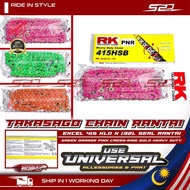 Chain Rantai Set RK TAKASAGO Universal Use Excel 415 KLO X 132L Seal Rantai Green Orange Pink Cross-