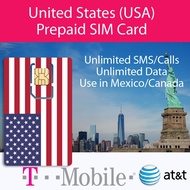 USA America Prepaid SIM Card (AT&T / T-Mobile Network Coverage + OPTIONAL Roaming to Canada / Mexico