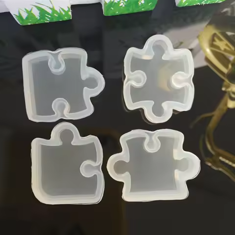 4pcs/set Puzzle Piece Gemstone Crystal Epoxy Resin Mold DIY Jewelry Pendant Making Tool Epoxy Clear 