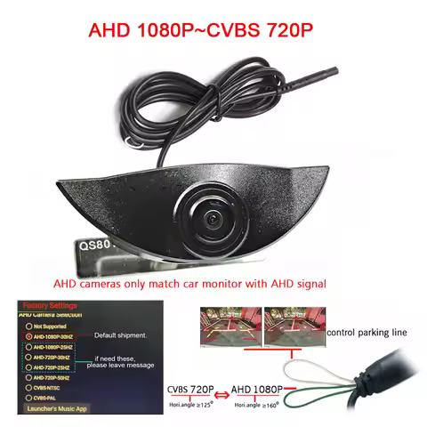180deg fisheye 1920*1080P AHD car front view camera for VOLVO forward camera SL40 SL80 XC60 XC90 S40