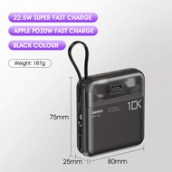 [SG] HXR Remax 10000 20000mAh 22.5W Fast Charging Mobile Powerbank Ultra Compact Quick Charge Built-in Cable External Digital Display Mini Slim Portable Charger 充电宝
