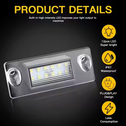 12 SMD LED Car License Plate Light For Audi A4 B5 A3/8L 6000K White IP67 Waterproof Plug & Play Erro
