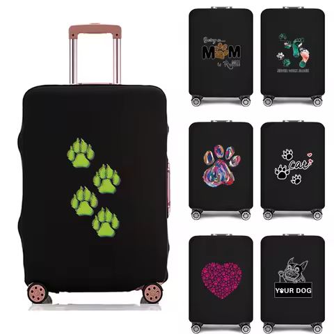 Luggage Suitcase Dust Cover Footprints Print Luggage Protective Case for 18-28" Portable Travel Trol