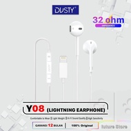 Mechanic Dusty Y08 Wired Earphones Headset Lightning Ip 14.2mm Diameter HD Audio Cable 110± White OR