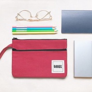 簡約素面雙拉鍊萬用包 手拿包 / 桃紅口罩收納袋 /口罩收納袋