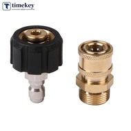 TIMEKEY 2Pcs 3/8'' or 1/4" Pressure Washer Adapter Kit M22 14mm / 15mm Female Swivel to Quick Connec
