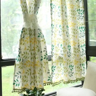 Horizontal Lace Curtains with Branches, Leaves and Bird Patterns