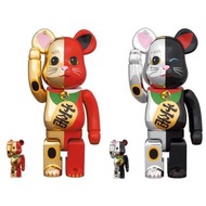 Medicom toy bearbrick 招財貓 赤金 + 黑銀 千萬兩 400% ＆ 100% be@rbrick set bear figure 開運 招財 招福 擺設