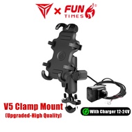 （พร้อมเครื่องชาร์จ）MOTOWOLF V5ที่จับโทรศัพท์มือถือสำหรับมอเตอร์ไซค์ แบบทรงสูง ปรับได้ 360° motorwolf