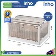 INHO L40-73cm (26-143 Litre) 5 Door Opening Transparent Large Foldable Stackable Storage Box