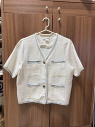 韓國 zoom clothing 藍白拼色小香風外套
