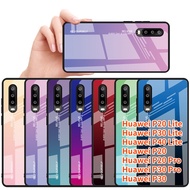 Phone Case For Huawei P20 P20 Pro Huawei P30 Pro Huawei P30 Huawei P20 Lite P30 Lite P40 Lite Luxury Colorful Bumper Gradient Tempered Glass Cover Slim Hard Back Protective Case