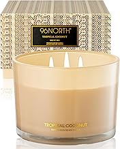 96NORTH Luxury Coconut Soy Candle | Large 3 Wick Jar Candle | Up to 50 Hours Burning Time | Tropical