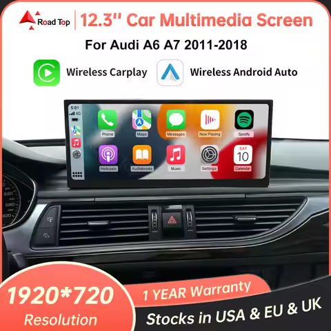 RoadTop 12.3'' Linux Touch Screen For Audi A6 C6 A7 C7 2011-2018 Multimedia Display with Wireless Ca