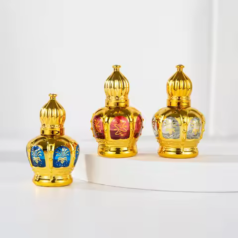 12ml Middle East Dubai Style Glass Roller Ball Perfume Bottles Portable Cosmetic Vials Empty Contain