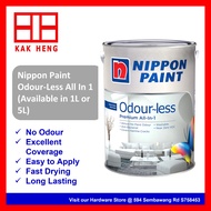 (Free Gift!!) Nippon Paint Odour Less All in 1 Excellent Coverage Anti Fungus Mould Resistant (5L)