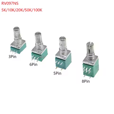 5pcs RV097 B10K B20K B50K B100K B500K RV097NS Audio Amplifier Sealed Linear Volume Potentiometer Res
