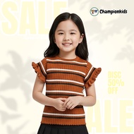 KIMY CURLY Korean Style Short Sleeve Knitted Top for Girls Ages 1-6 Years