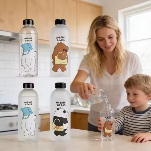 1-8PCS 1000ml Protein Shaker Bottle Panda Design with Straw Leak Proof for Gym Workouts Sports and M