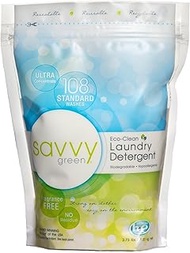 Savvy Green 108 Standard Wash Eco Clean Laundry Detergent Powder, 6 Pack, White, 16.38, Fragrance Fr