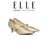 Elle Molly Comfy Fit Footbed Microfiber Leather Heels In Gold