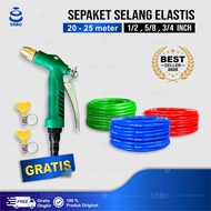 Selang Air Elastis DOP Fleksibel Set 1/2 5/8 3/4 Inci 1 Roll 20 Meter Semprotan Cuci Motor COD