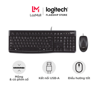 Combo chuột phím có dây Logitech MK120 - Kích thước đầy đủ có phím số bền bỉ dễ điều hướng chống trà