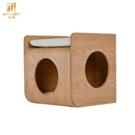 New Nordic Wood Cat House Pet Houses Modern Cat Furniture Luxury Wooden Pet Bed Cat Houses & Furnitu