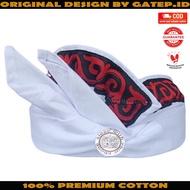 Udeng Bali Putih Polos Lis Tribal / Iket Bali Pria / Belangkon Bali / Peci Bali